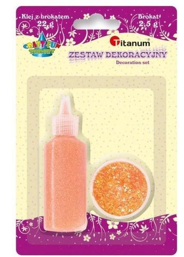 Titanum, klej z brokatem, neonowy pomarańczowy, w słoiczku
