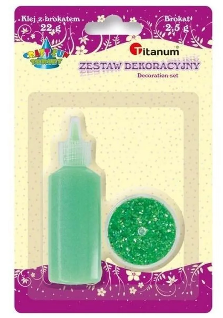 Titanum, klej z brokatem neonowy, zielony, w słoiczku