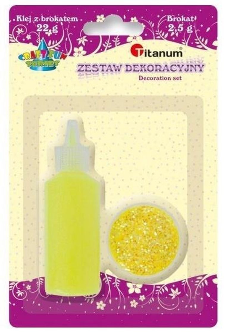 Titanum, klej z brokatem neonowy, żółty, w słoiczku