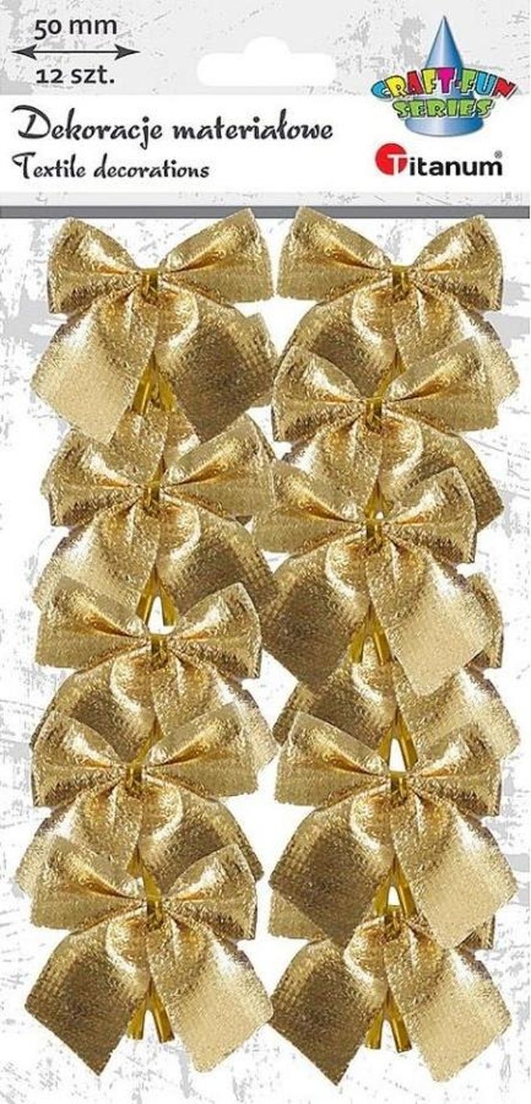 Titanum, kokarda materiałowa, 50mm, 12 szt., złota