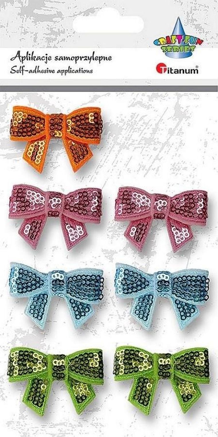 Titanum, kokardy, 3D z cekinami, 7 szt.