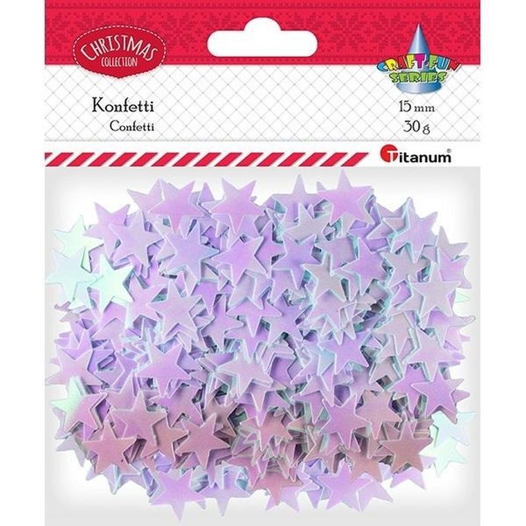 Titanum, konfetti gwiazdki, 19mm, 30g, bladoróżowe