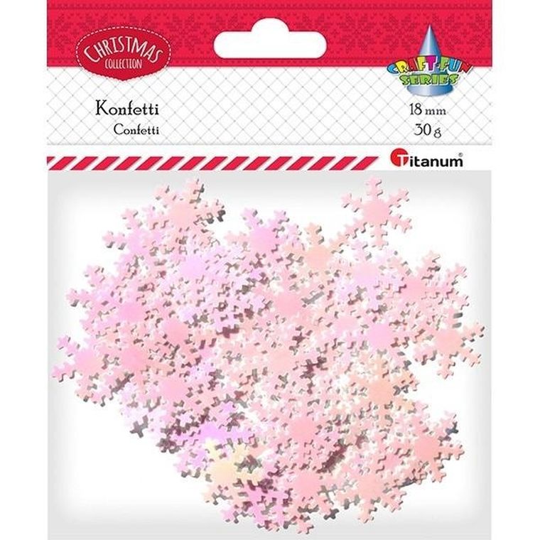 Titanum, konfetti płatki śniegu, bladoróżowe, 30g