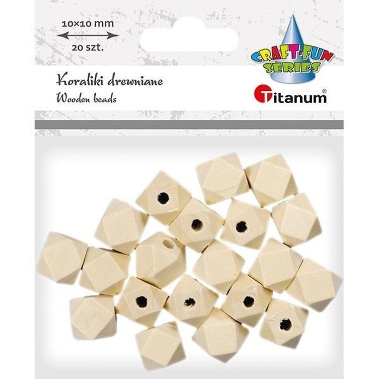 Titanum, koraliki drewniane, kostki ścięte, 20 szt.