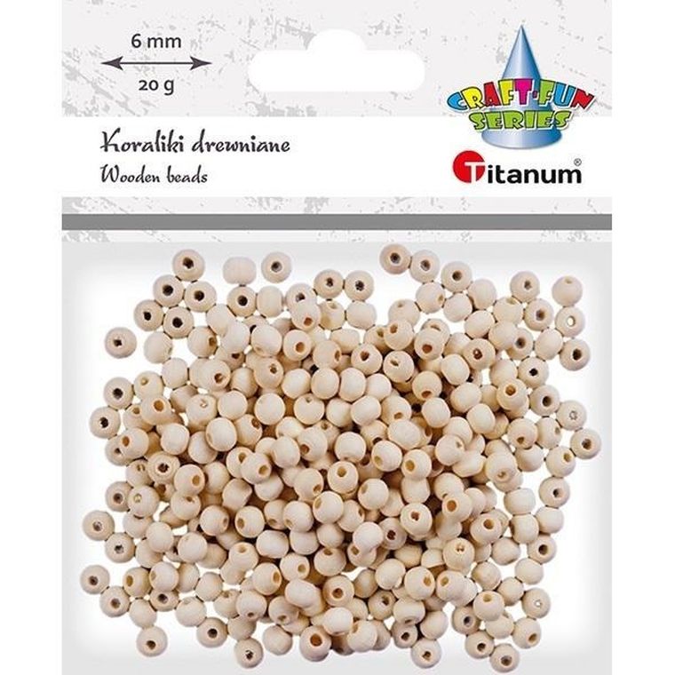 Titanum, koraliki drewniane, okrągłe, 20g