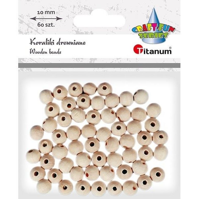 Titanum, koraliki drewniane, okrągłe, 60 szt.