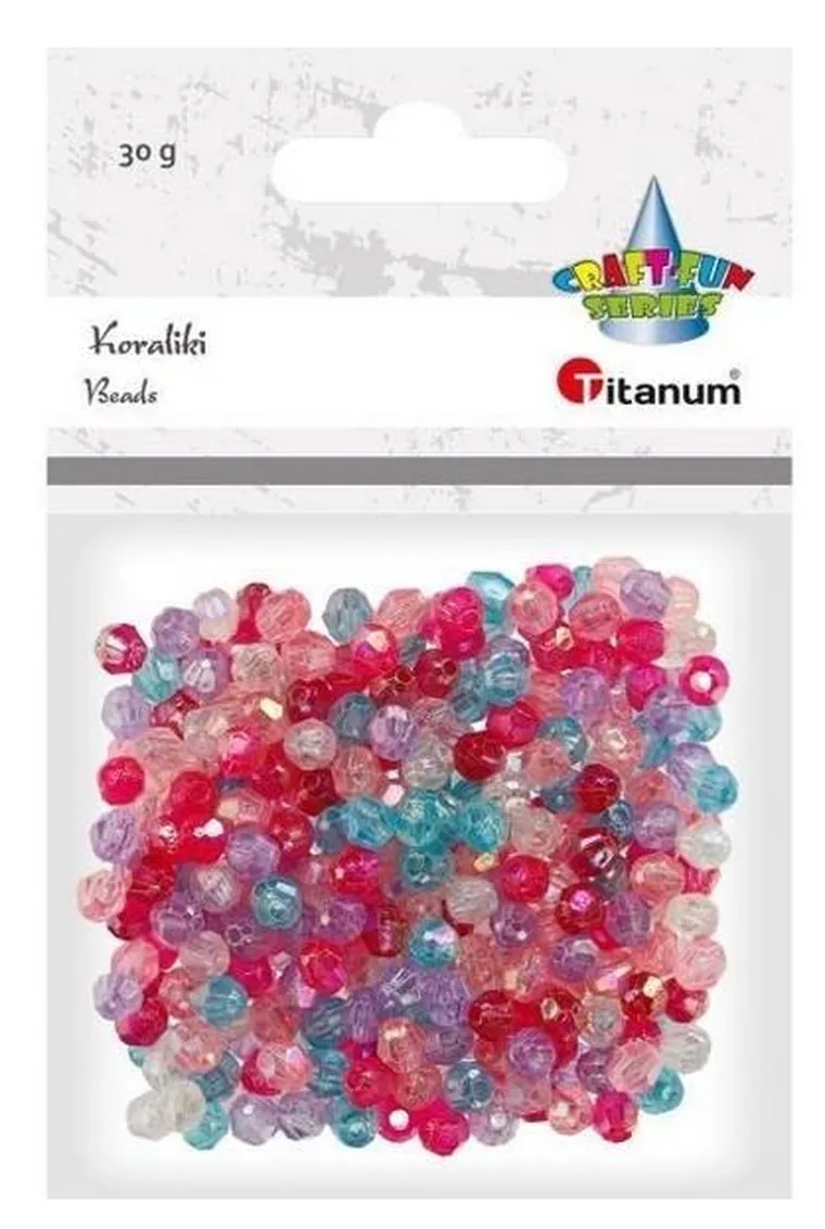 Titanum, koraliki plastikowe, fasetowane, 30g