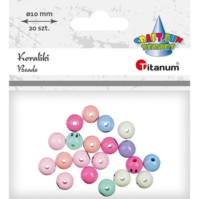 Titanum, koraliki plastikowe, okrągłe z twarzą, 20 szt.