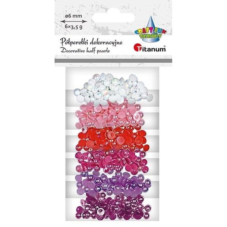Titanum, koraliki plastikowe, połówki kuli, 6 kolorów, 3,5g