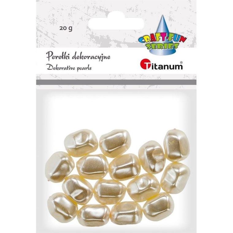 Titanum, koraliki plastikowe, twist, białe perłowe, 20g