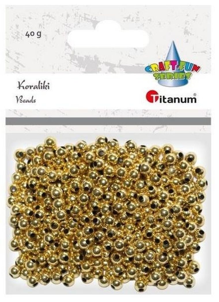 Titanum, koraliki plastikowe, złote, 40g