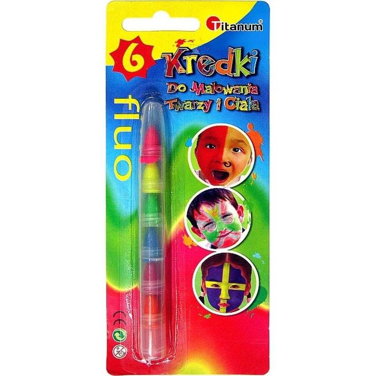 Titanum, kredki do malowania twarzy, fluo, 6 kolorów