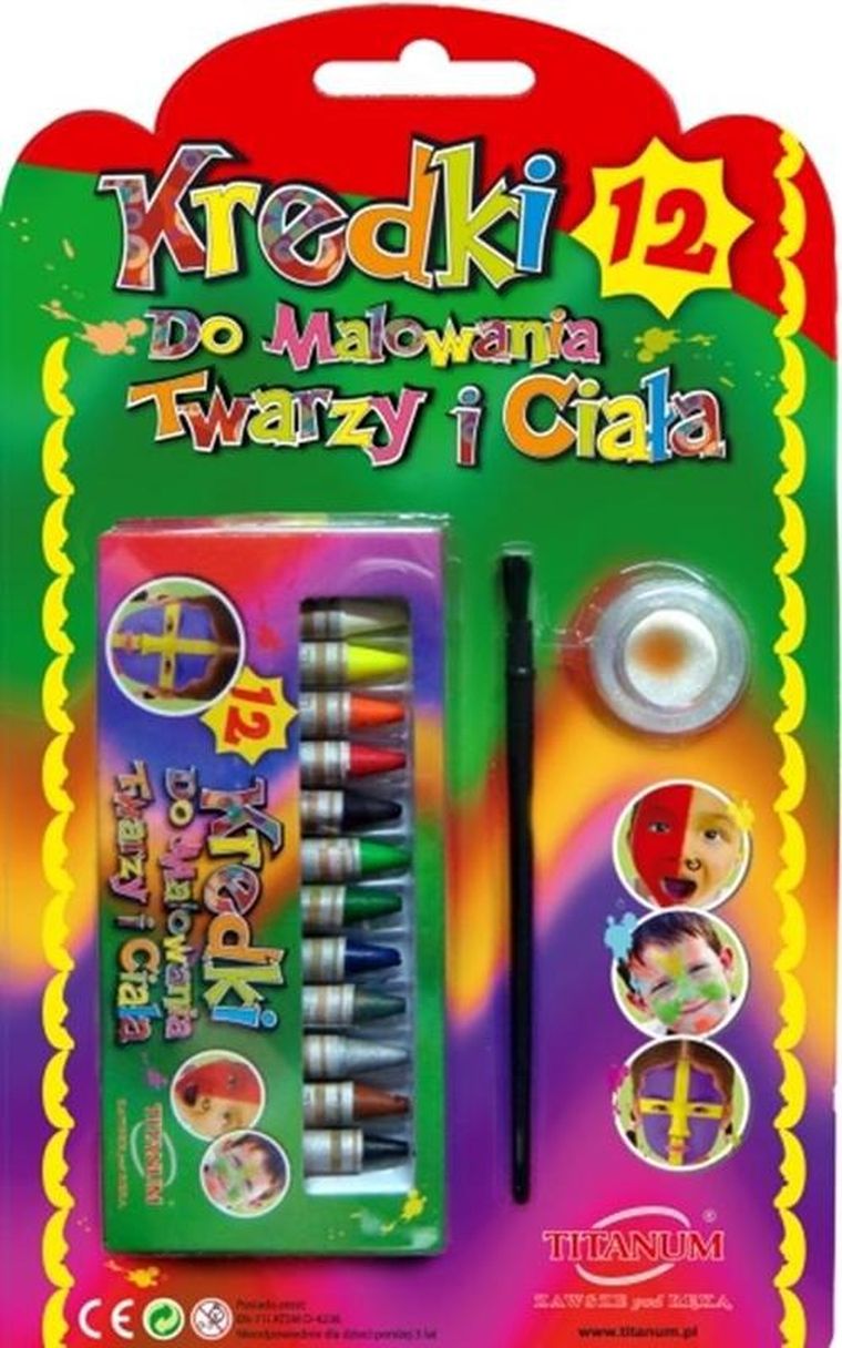 Titanum, kredki do malowania twarzy i ciała, 12 kolorów
