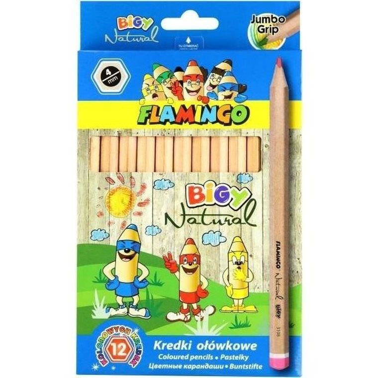 Titanum, kredki ołówkowe, Jumbo Bigy Natural, 12 kolorów