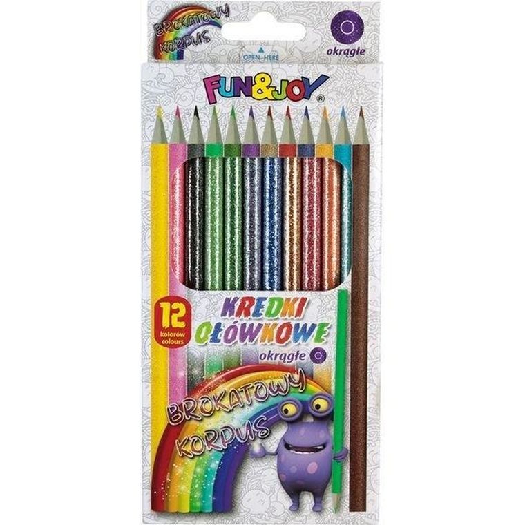 Titanum, kredki ołówkowe, okrągłe, brokat, 12 kolorów