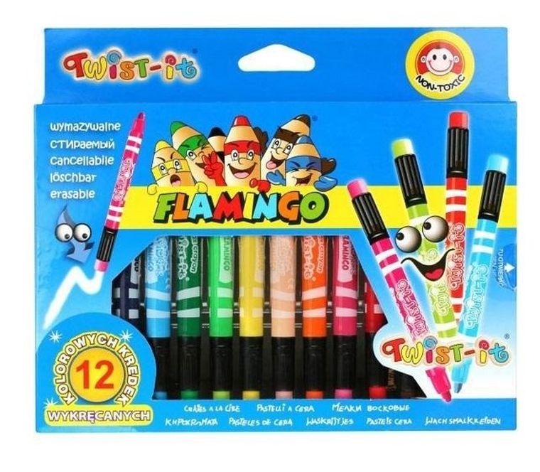 Titanum, kredki świecowe wymazywalne, Twist-it, 12 kolorów
