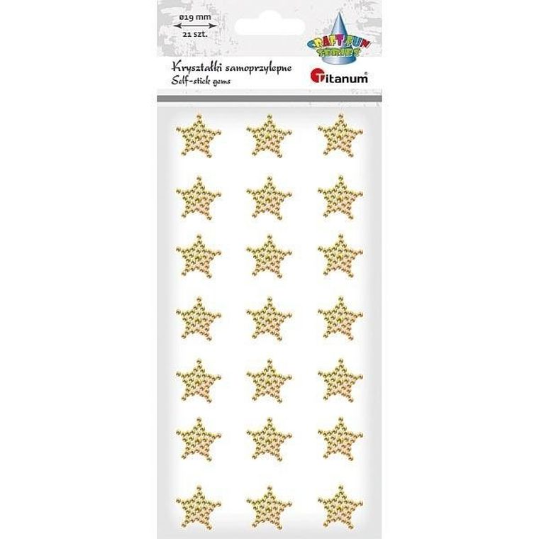 Titanum, kryształki samoprzylepne, gwiazdki 19-19 mm, 21 szt.