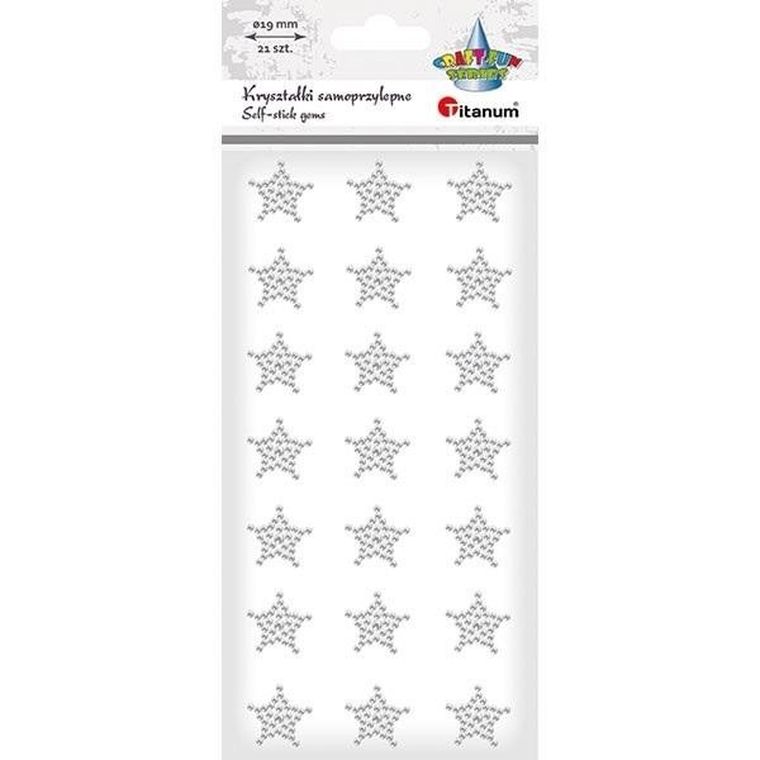 Titanum, kryształki samoprzylepne, gwiazdki 19-19 mm, 21 szt.