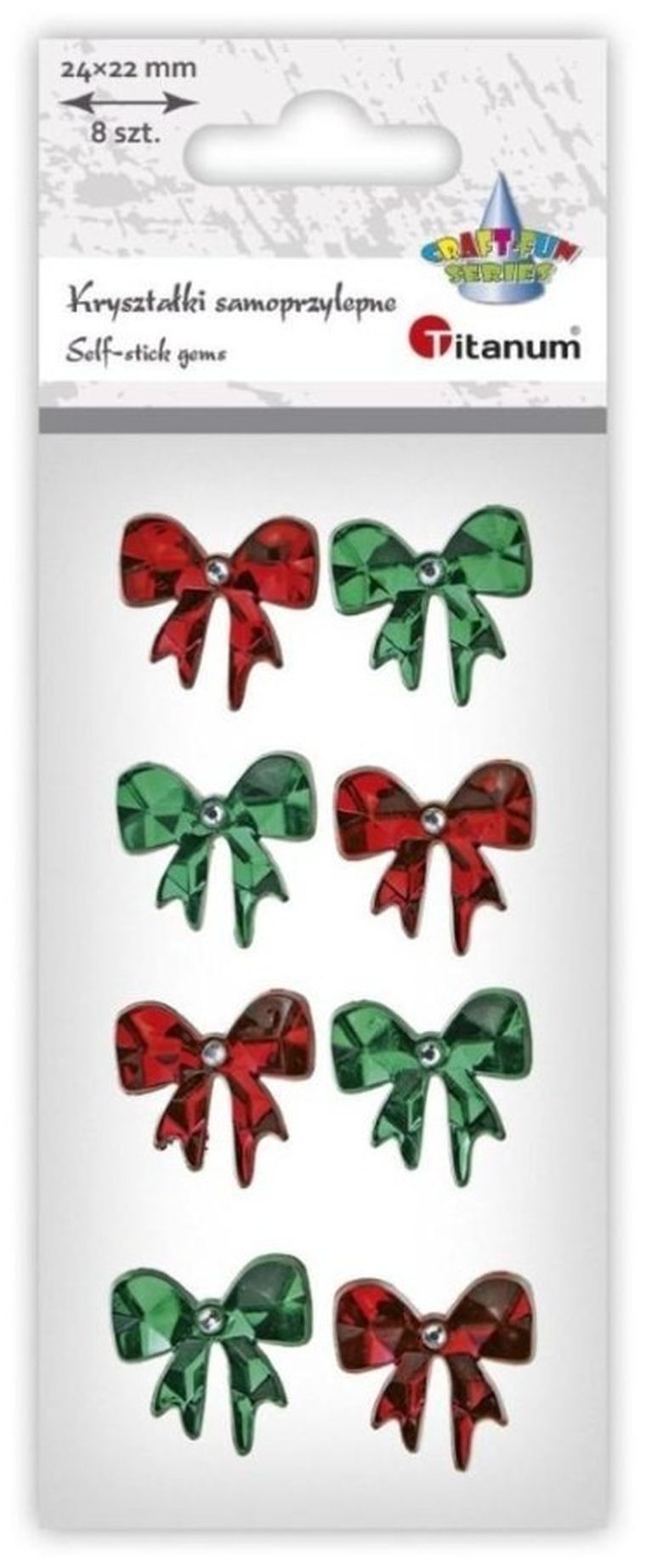 Titanum, kryształki samoprzylepne, kokardki, 8 szt.