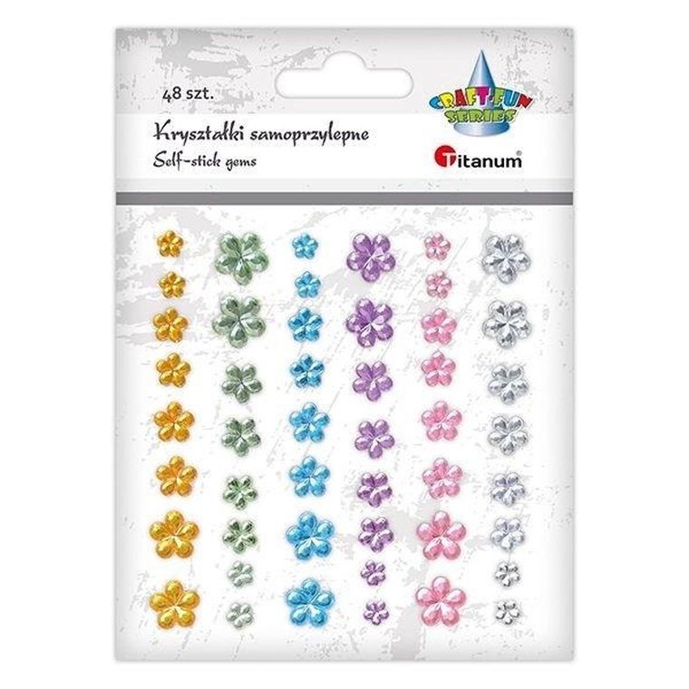 Titanum, kryształki samoprzylepne, kwiaty, 48 szt.