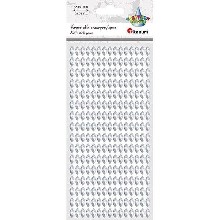 Titanum, kryształki samoprzylepne, markizy, srebrne, 24 szt.