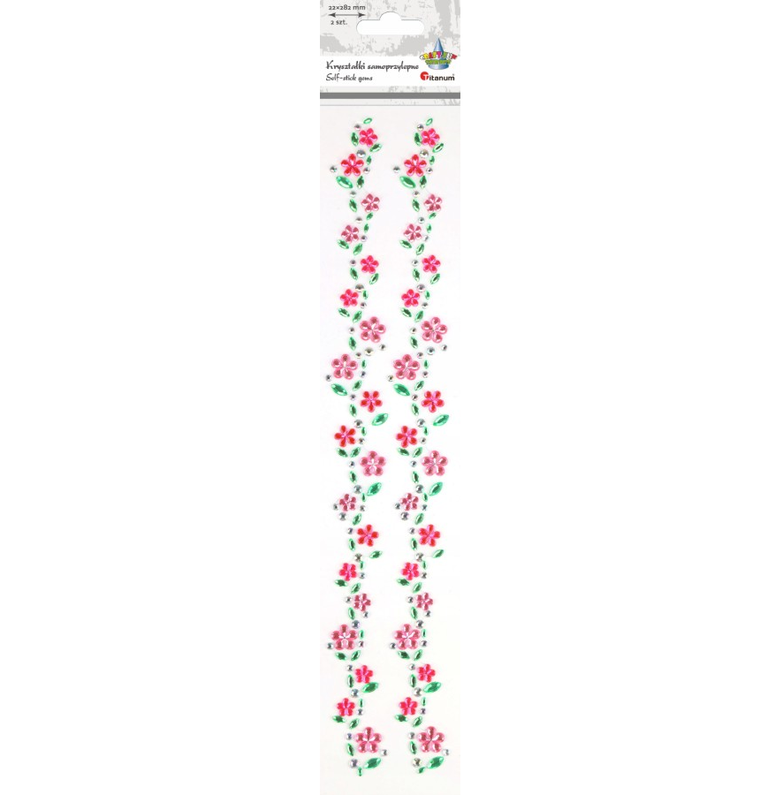 Titanum, kryształki samoprzylepne, na pasku, kwiaty, 2 szt.
