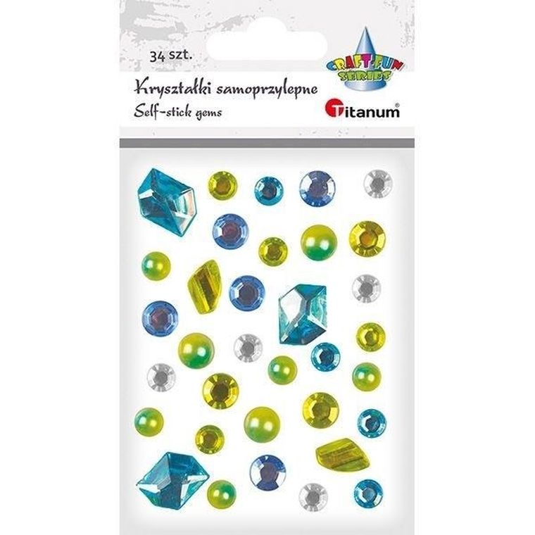 Titanum, kryształki samoprzylepne, niebiesko-zielone, 33 szt.