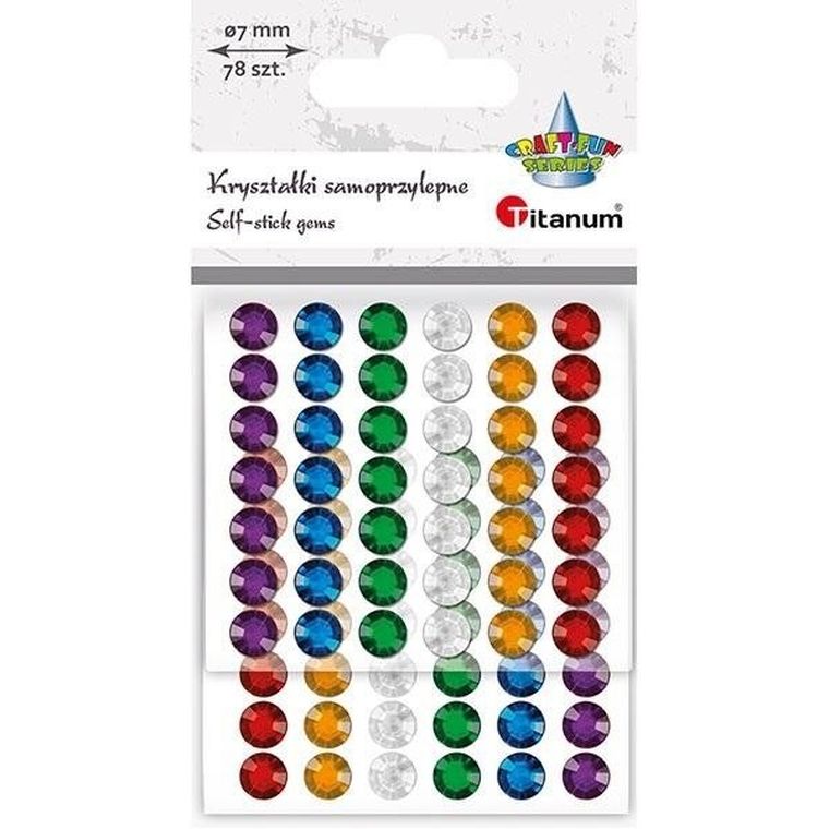 Titanum, kryształki samoprzylepne, okrągłe, 7 mm, 78 szt.