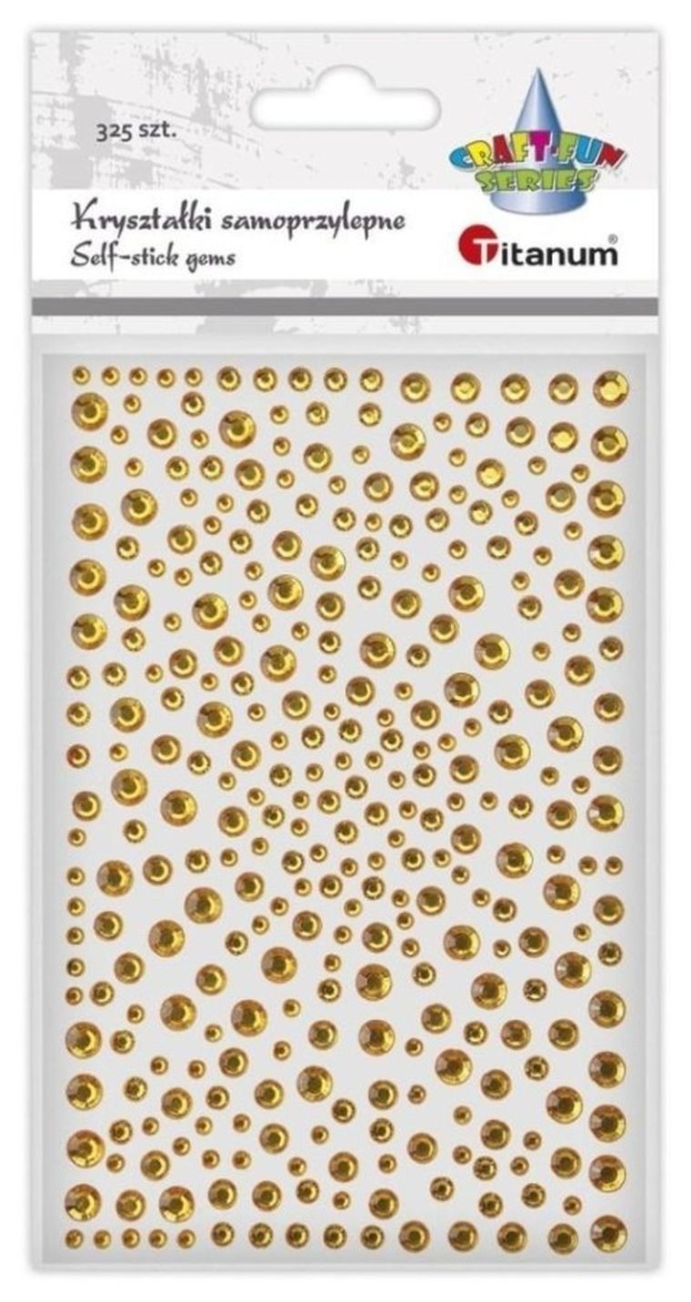 Titanum, kryształki samoprzylepne, okrągłe, złote, 325 szt.