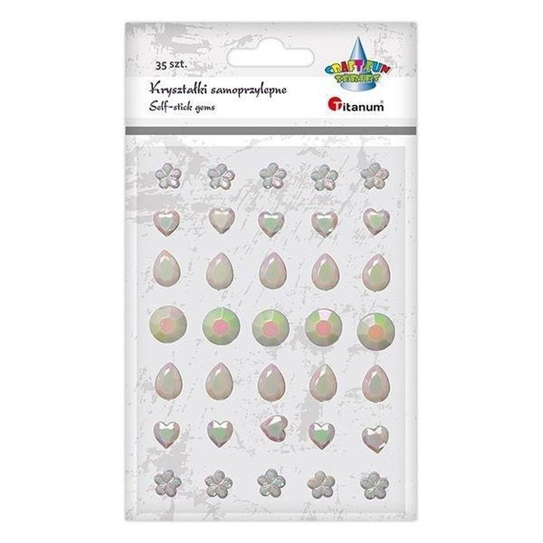 Titanum, kryształki samoprzylepne, perłowe, 35 szt.