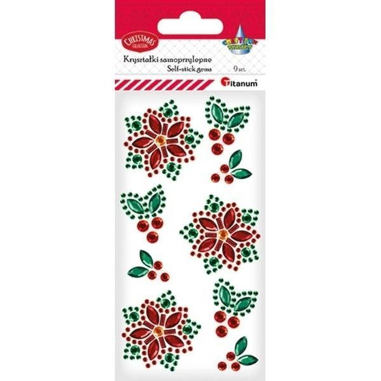Titanum, kryształki samoprzylepne, poinsecje, 35-35 mm, 9 szt.
