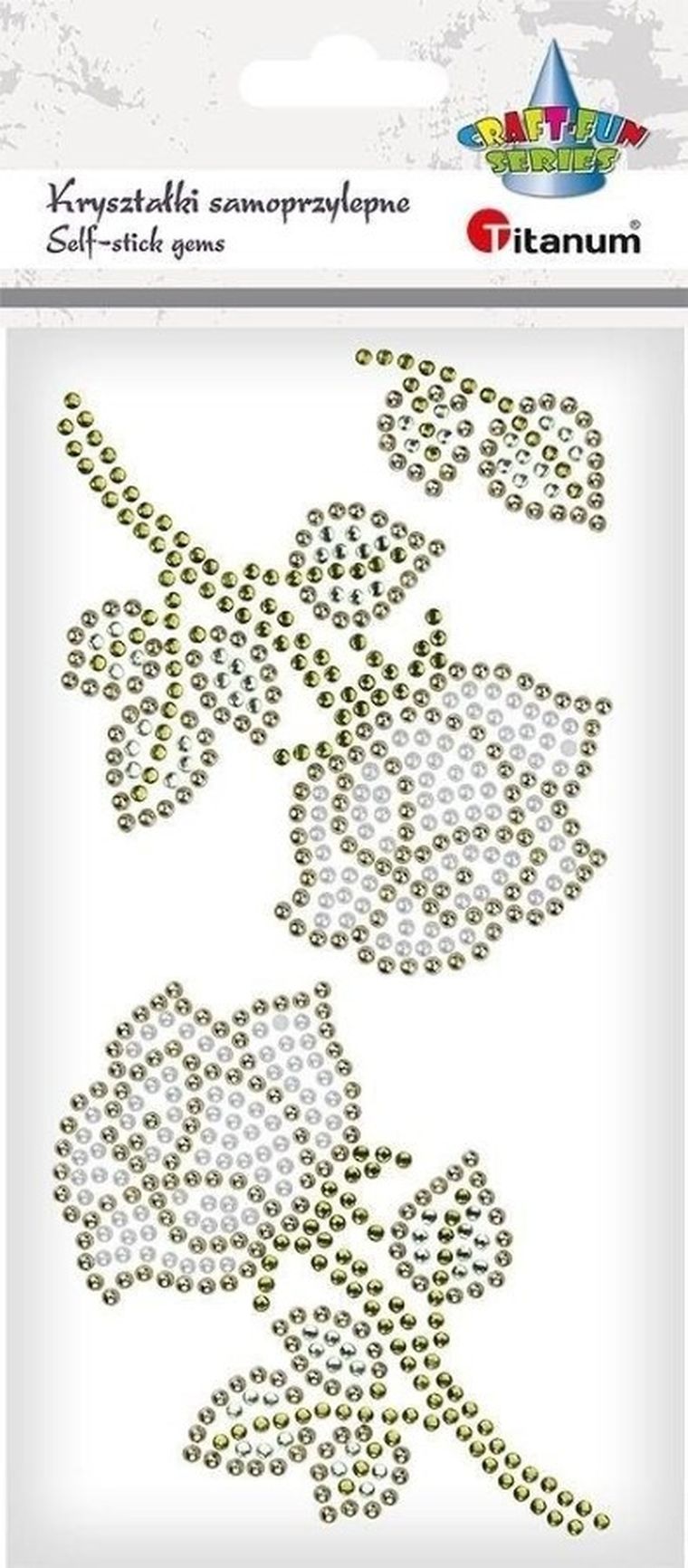 Titanum, kryształki samoprzylepne, róże, złoto-białe, 2 szt.