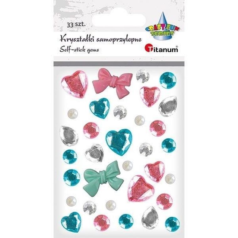 Titanum, kryształki samoprzylepne, różowo-niebieskie, 33 szt.