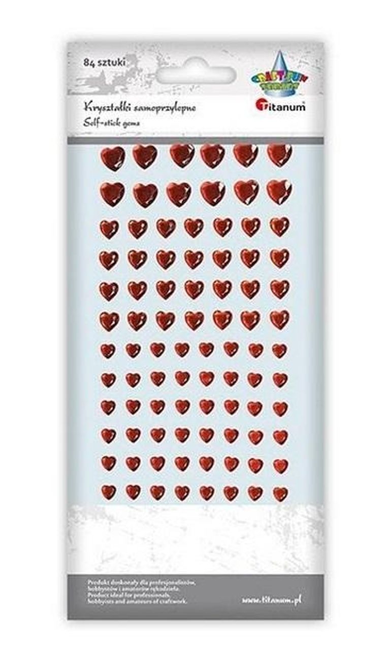 Titanum, kryształki samoprzylepne serca, mix rozmiarów