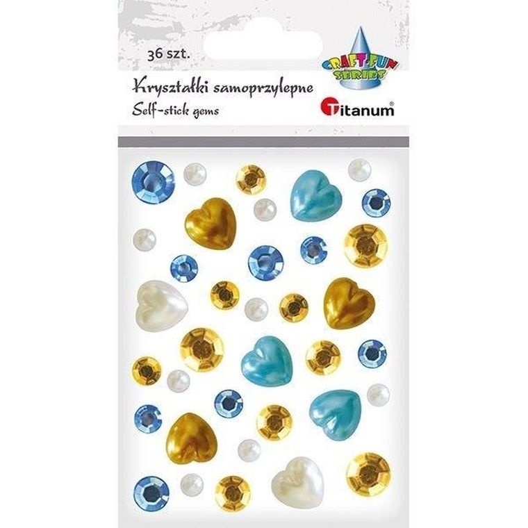 Titanum, kryształki samoprzylepne, złoto-niebieskie, 36 szt.