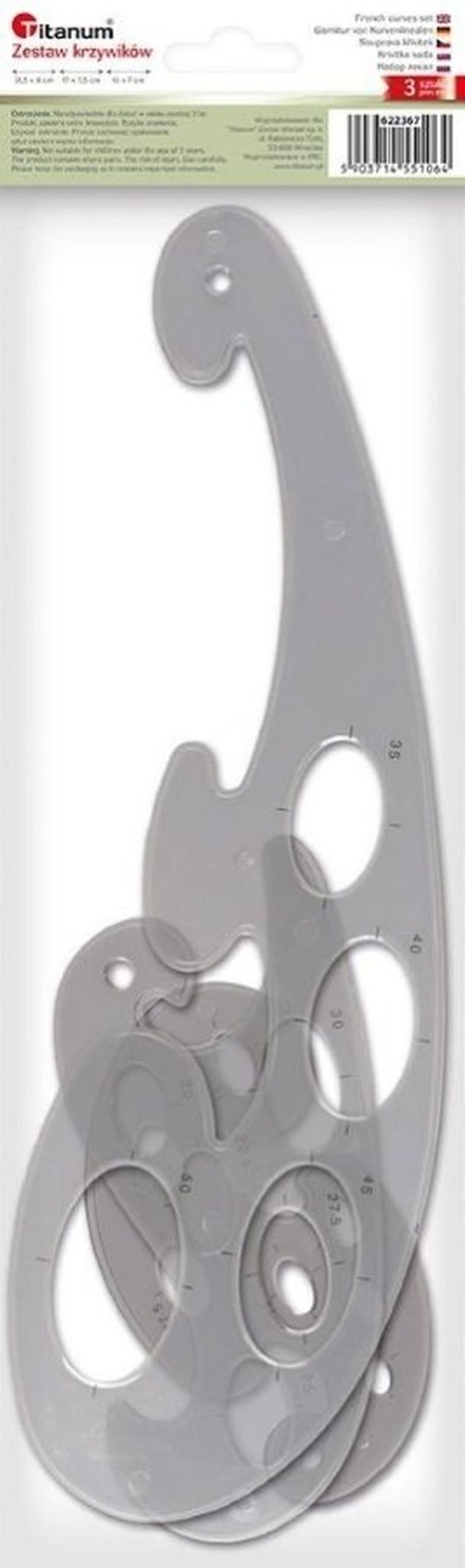 Titanum, krzywiki, szary, 3 szt.