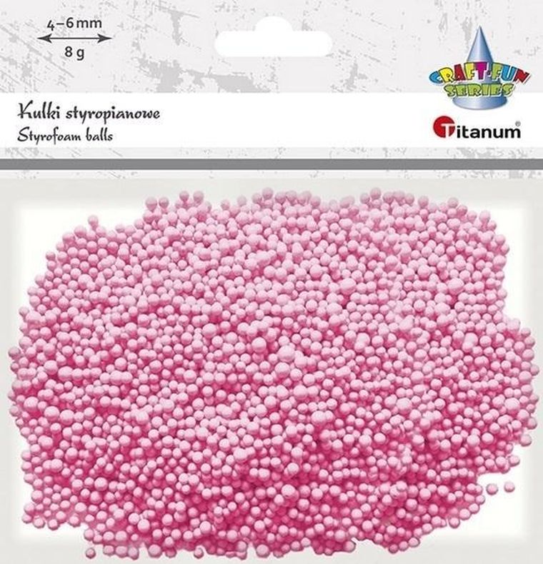 Titanum, kulki styropianowe, 8g, różowe, mix, 4-6mm