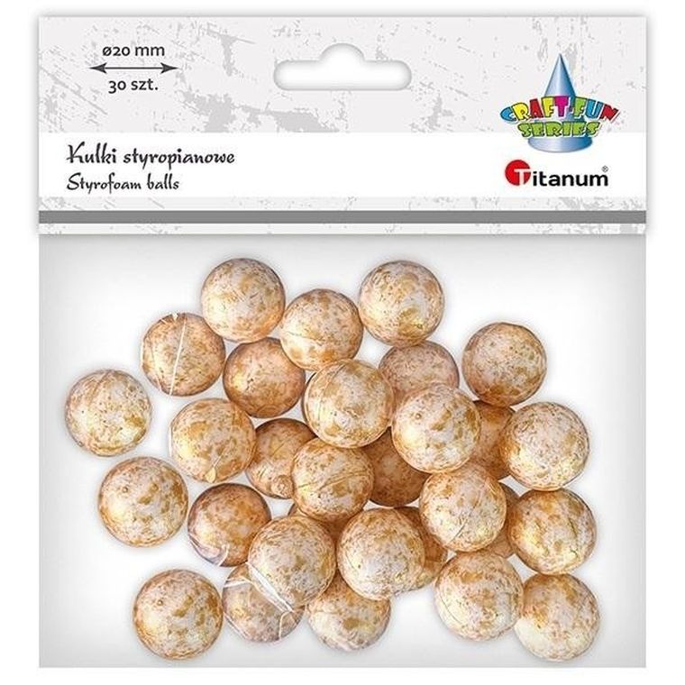 Titanum, kulki styropianowe, złote, 20 mm, 30 szt.