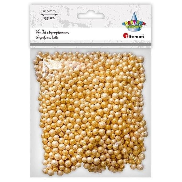 Titanum, kulki styropianowe, złote, 5/7 mm, 135 szt.