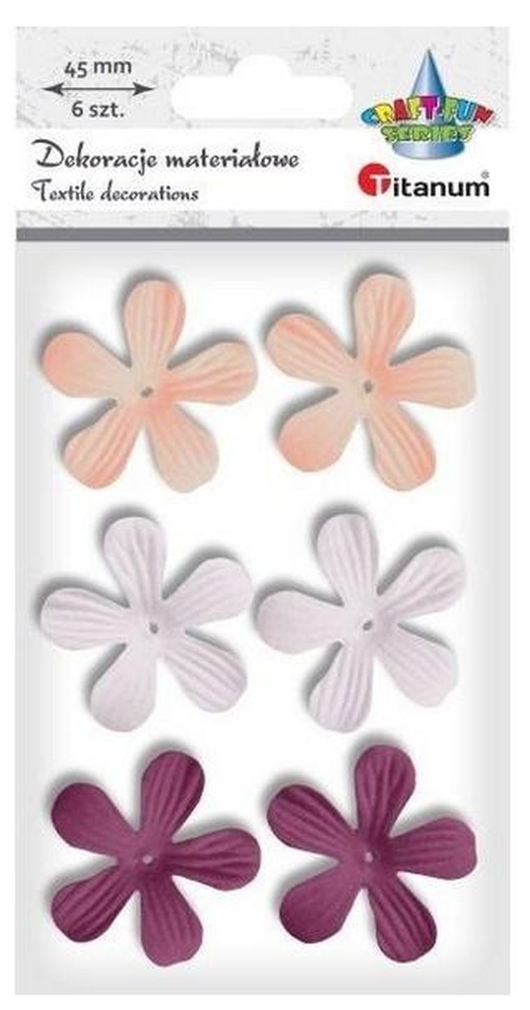 Titanum, kwiaty materiałowe pianka, 3D, 45mm, mix, 6 szt.