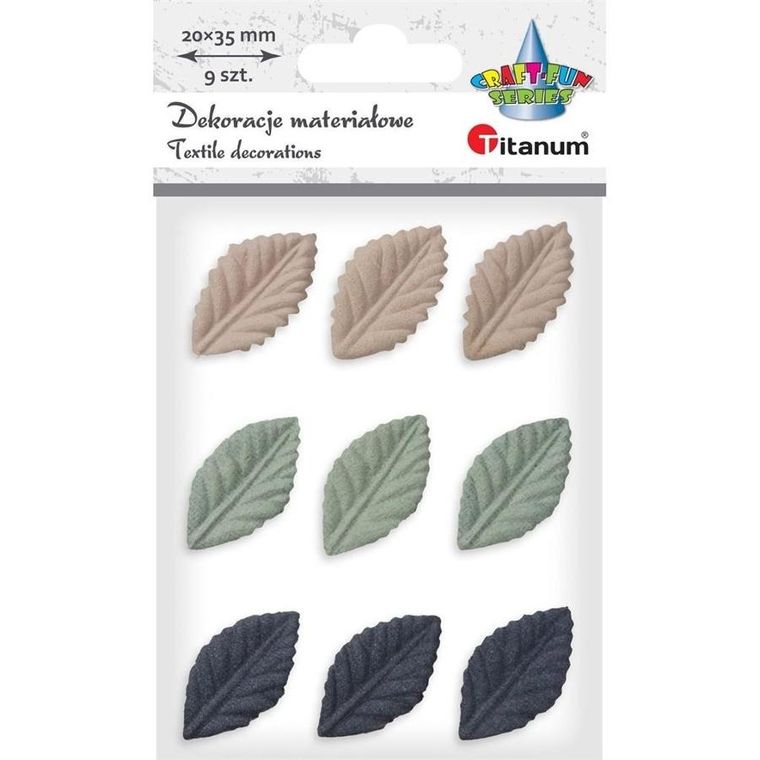 Titanum, liście materiałowe tłoczone 3D, 20-35 mm, 9 szt.