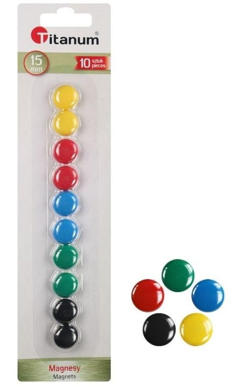 Titanum, magnesy do tablic, 15 mm, 10 szt.
