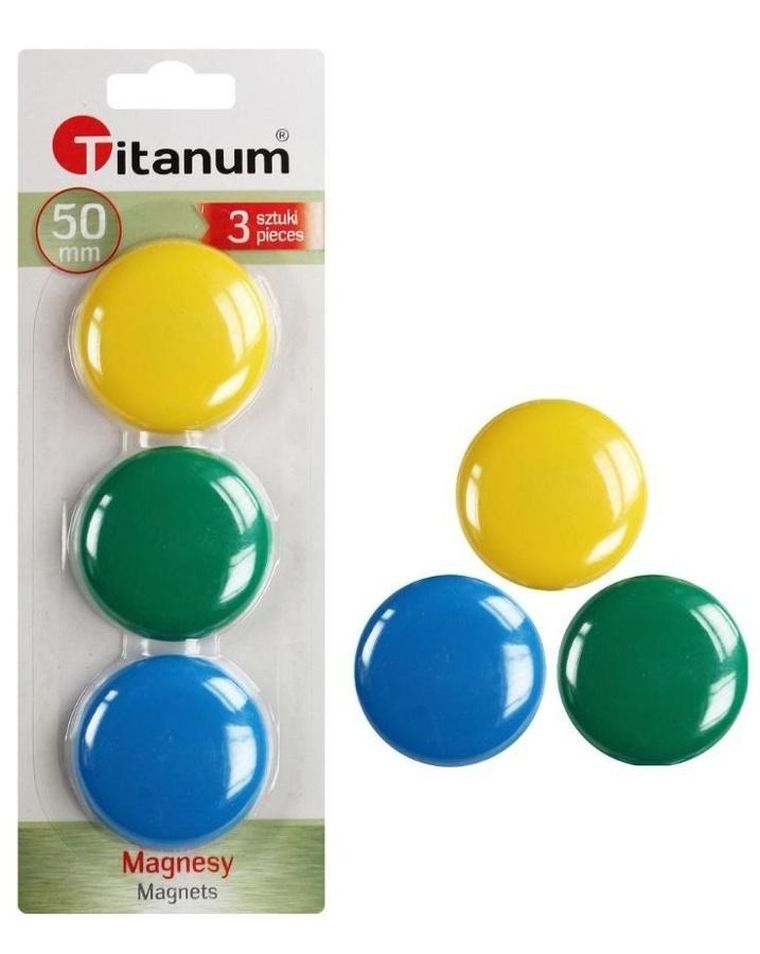Titanum, magnesy do tablic, 50 mm, 3 szt.