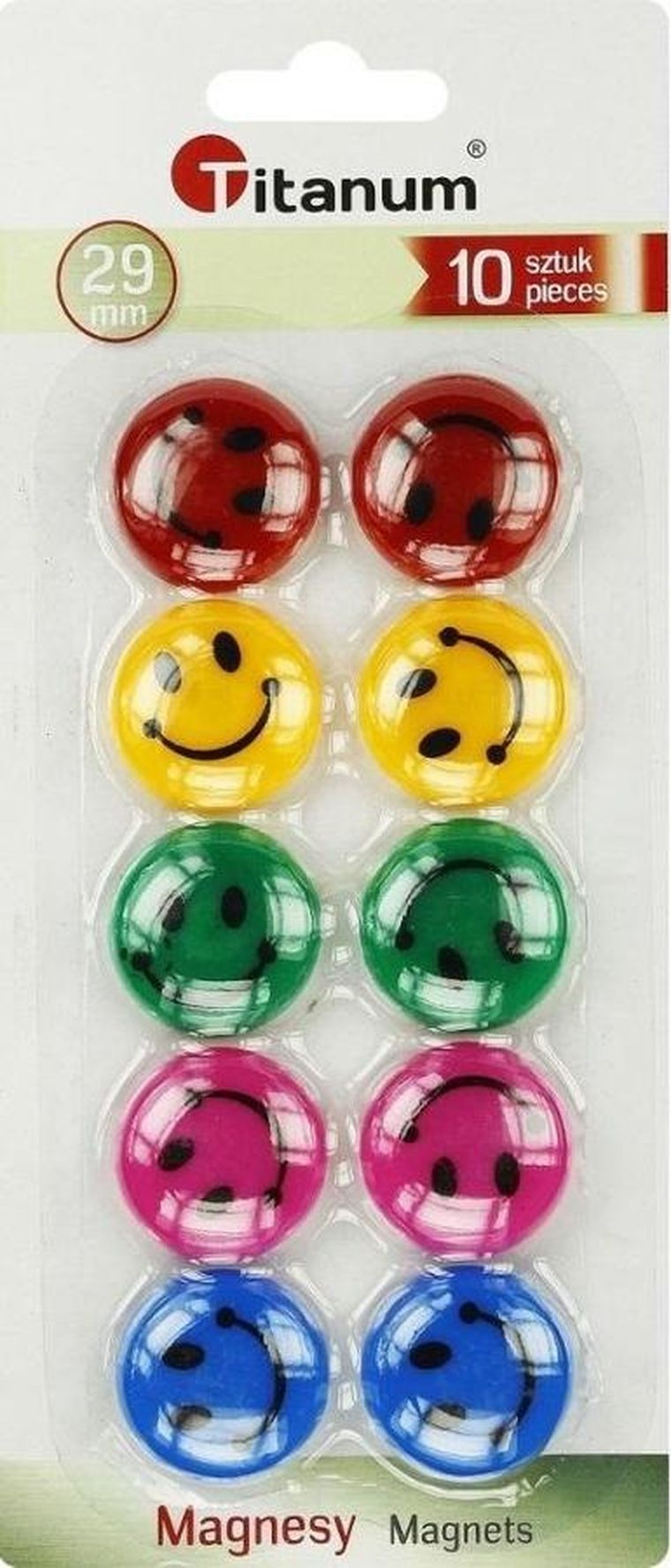 Titanum, magnesy do tablic, emotikony, 29 mm, 10 szt.