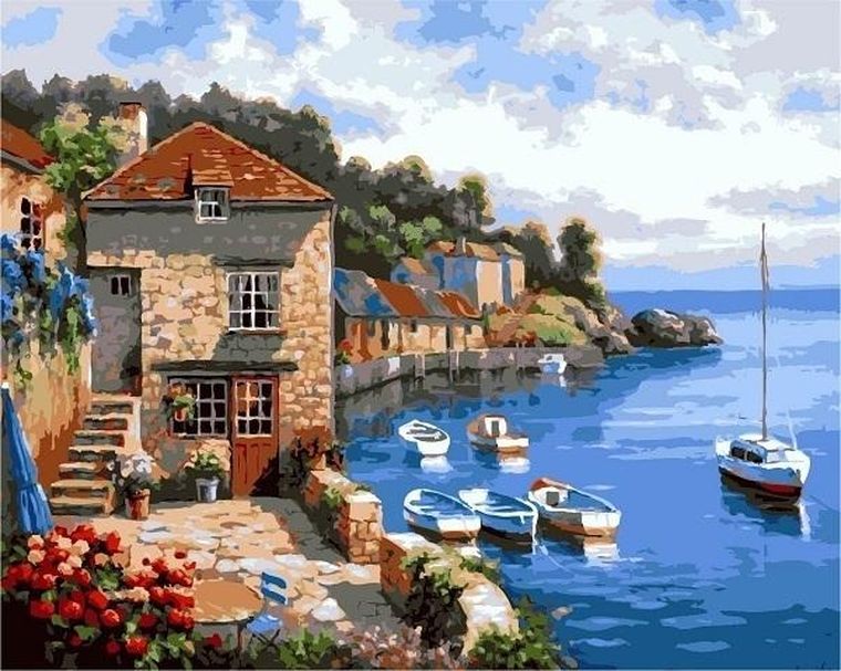 Titanum, malowanie po numerach, Taras nad morzem, 40-50 cm