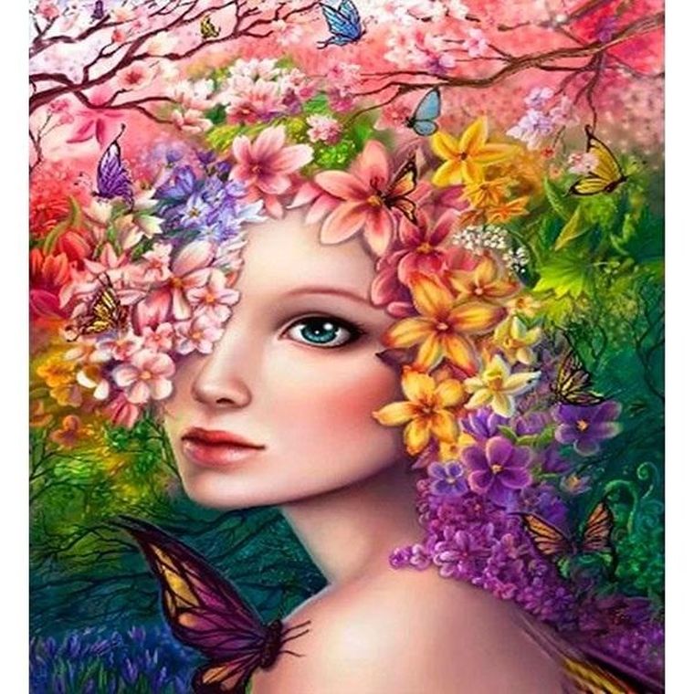 Titanum, mozaika diamentowa, Kobieta w kwiatach, 30-40 cm