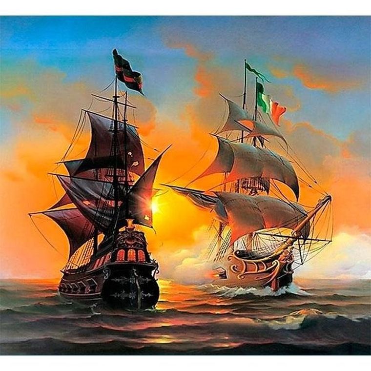 Titanum, mozaika diamentowa, Żaglowce, 30-40 cm