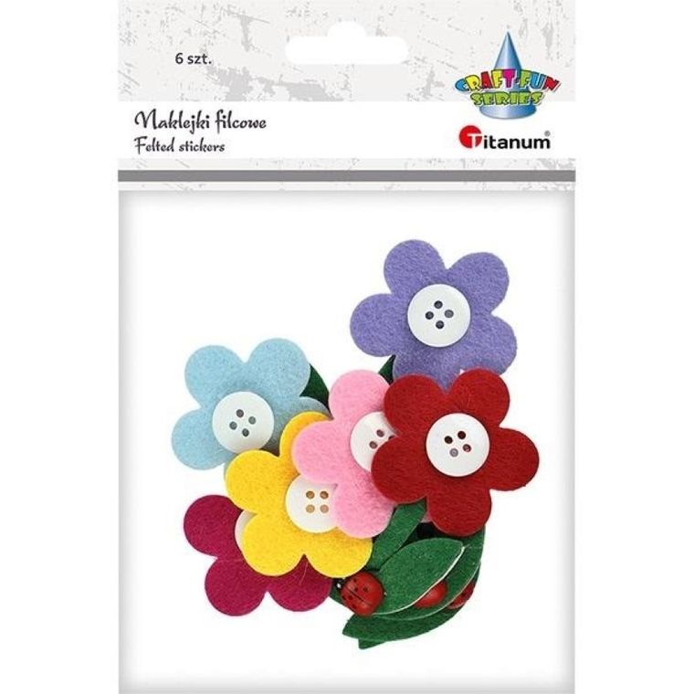 Titanum, naklejki filcowe, 3D, kwiaty, 6 szt.