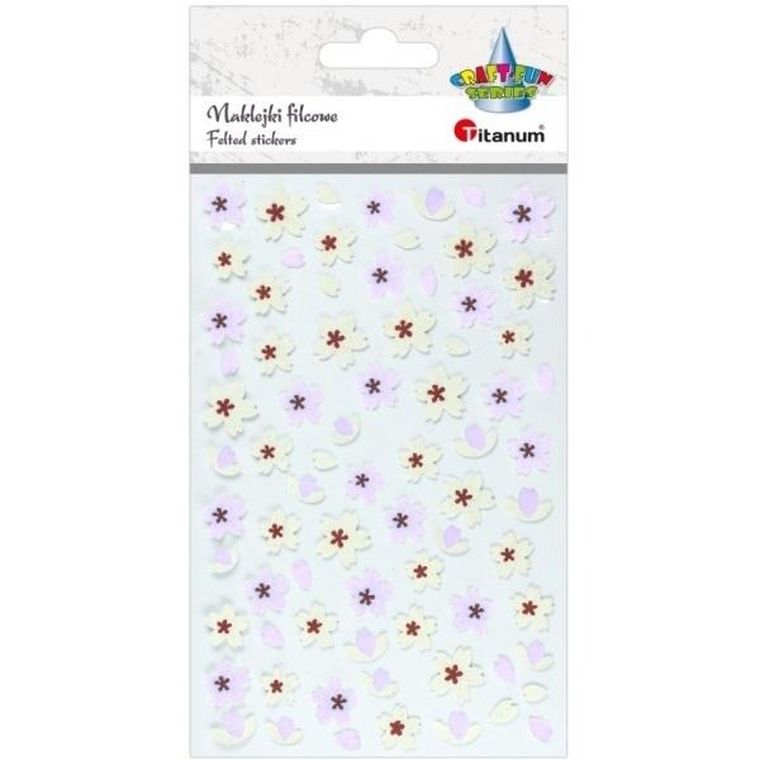 Titanum, naklejki filcowe, kwiaty biało-czerwone