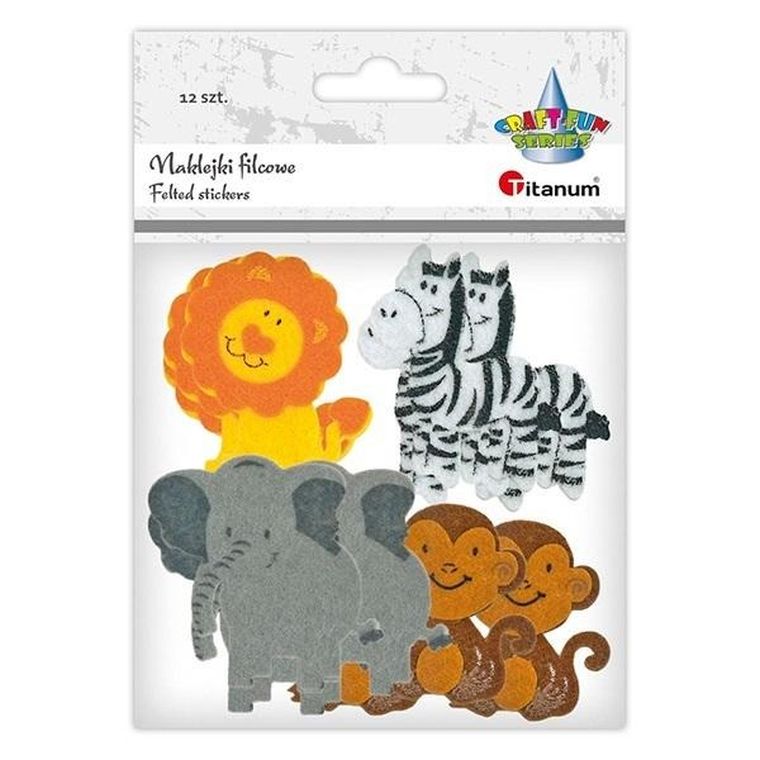 Titanum, naklejki filcowe, zwierzęta, 12 szt.